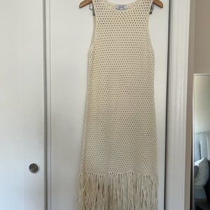 Crocheted Fringe Midi Dress